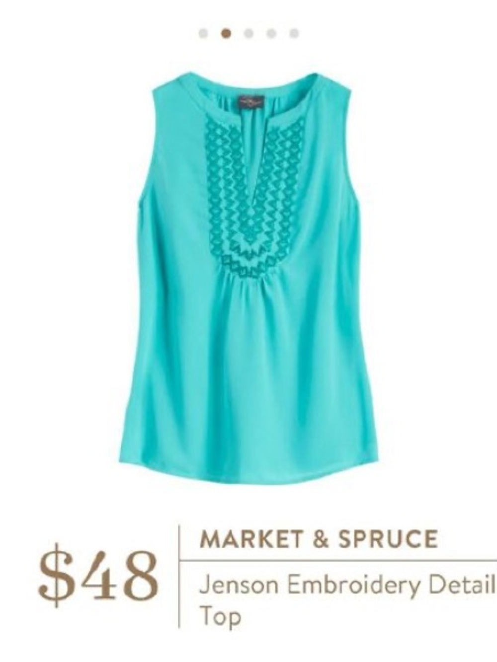 Market & Spruce Teal Crochet-Yoke Sleeveless Camisole